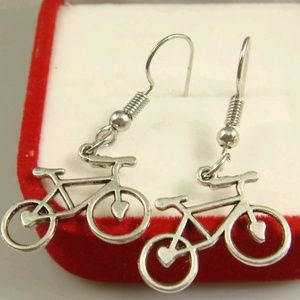 🎁🎁🎁# 91. 925 Silver Plated Hook 1.8 Bicycle Earrings